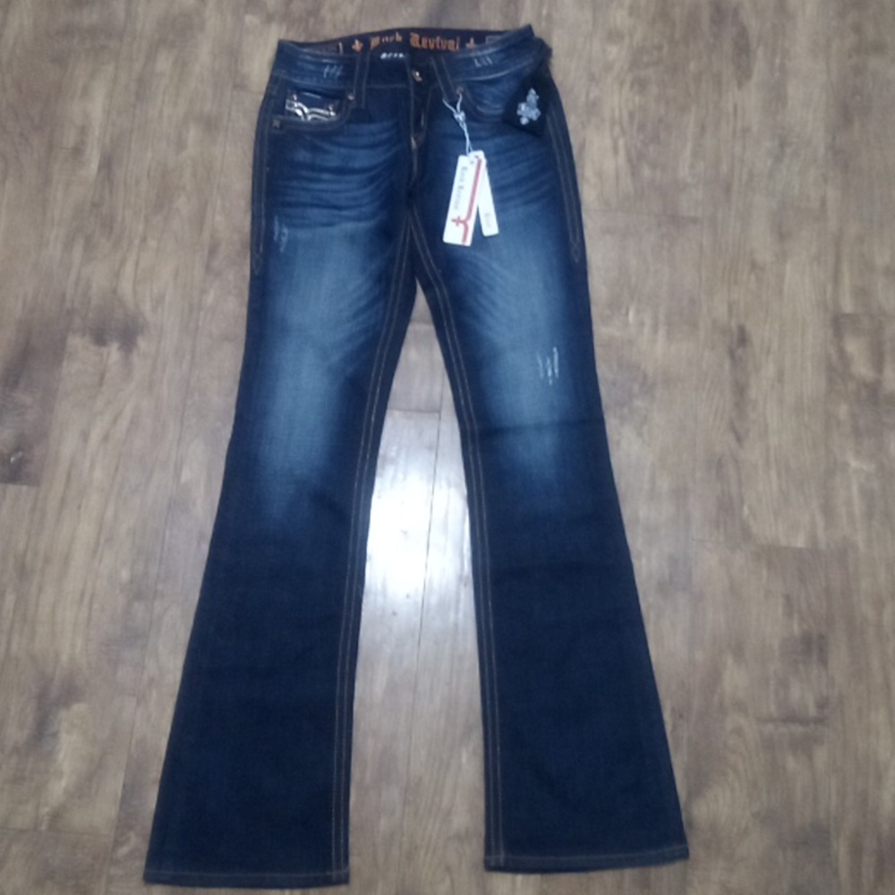 Rock Revival Women's 26 Bootcut Embellished Shimmer Dark Fade NWT